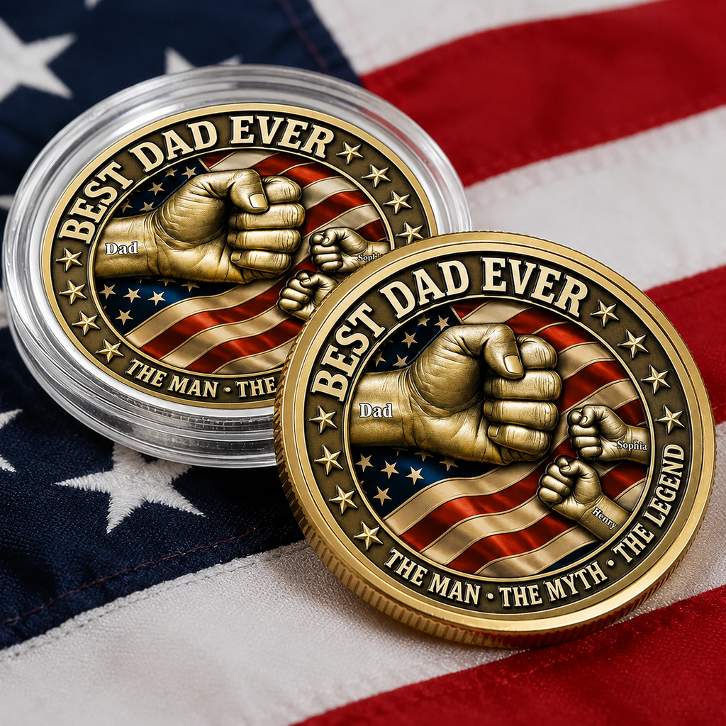 Personalized Best Dad Ever Coin with Custom Names Gift HN590 - Commemorative Coin FIX GradoCreations
