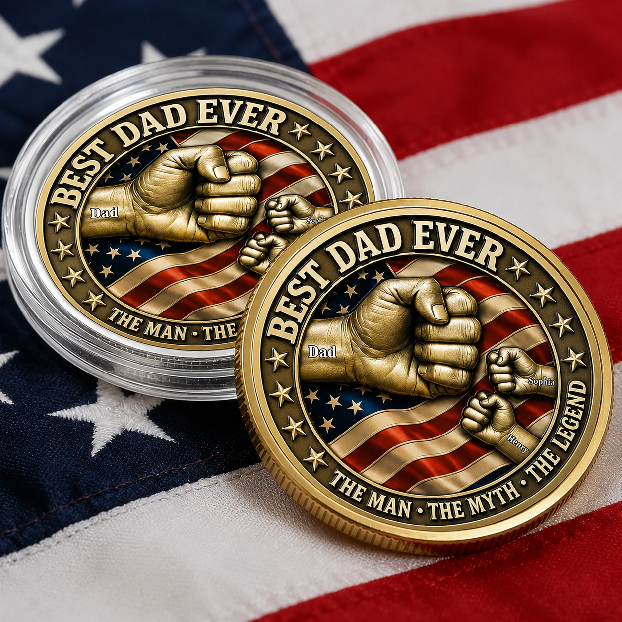 Personalized Best Dad Ever Coin with Custom Names Gift HN590 - Commemorative Coin FIX GradoCreations