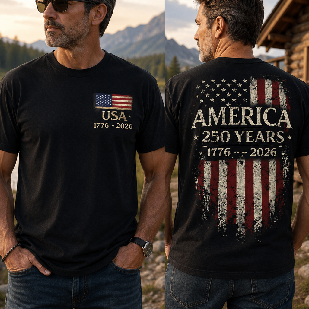 Personalized USA Flag 250th Anniversary T-Shirt Gift HN590 - Back&Front Shirt GradoCreations