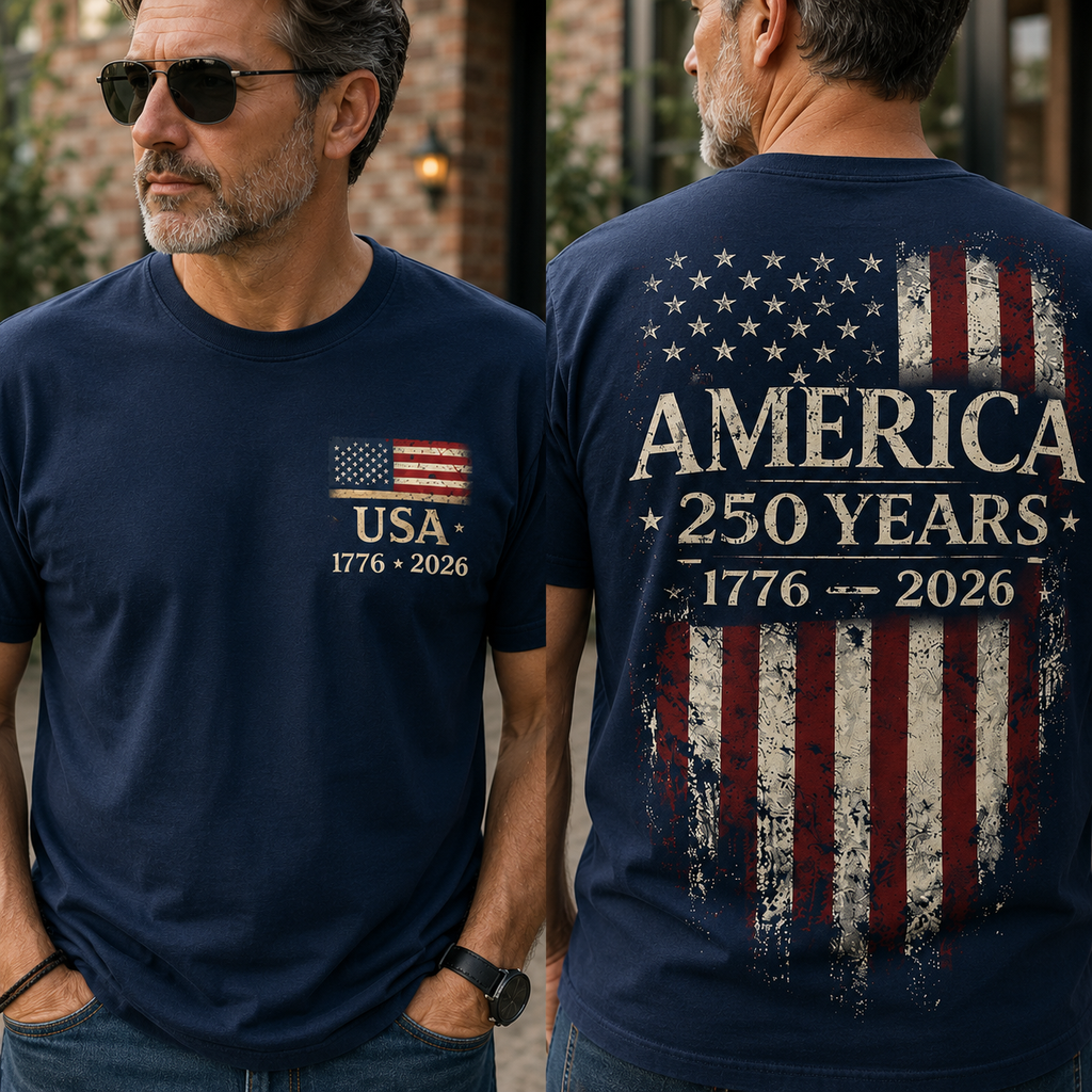 Personalized USA Flag 250th Anniversary T-Shirt Gift HN590 - Back&Front Shirt GradoCreations