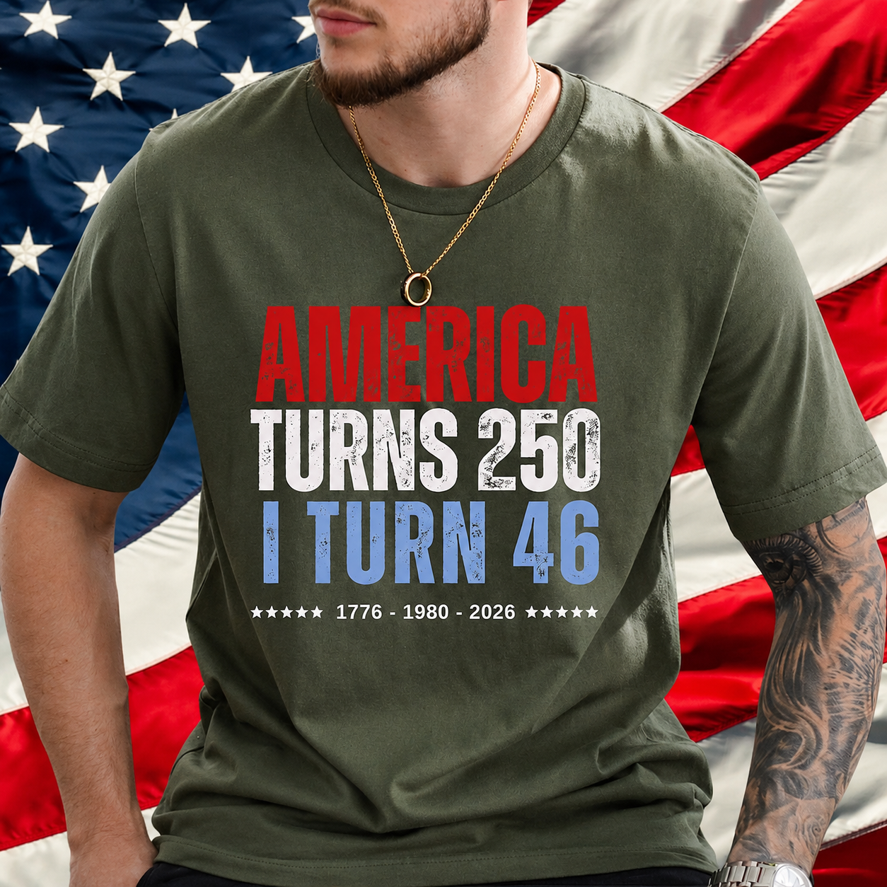 Personalized America 250 T-Shirt Custom Name Gift for 4th of July HN590 - Tshirt Fix GradoCreations