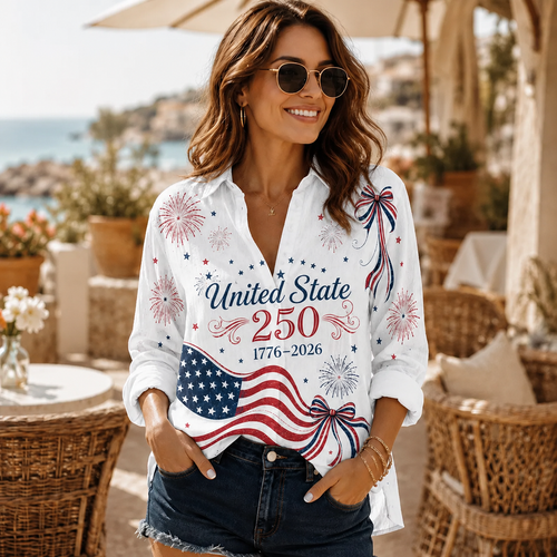 Personalized 4th of July Blouse Shirt Eagle Flag Gift HN590 - Blouse Shirt Fix GradoCreations