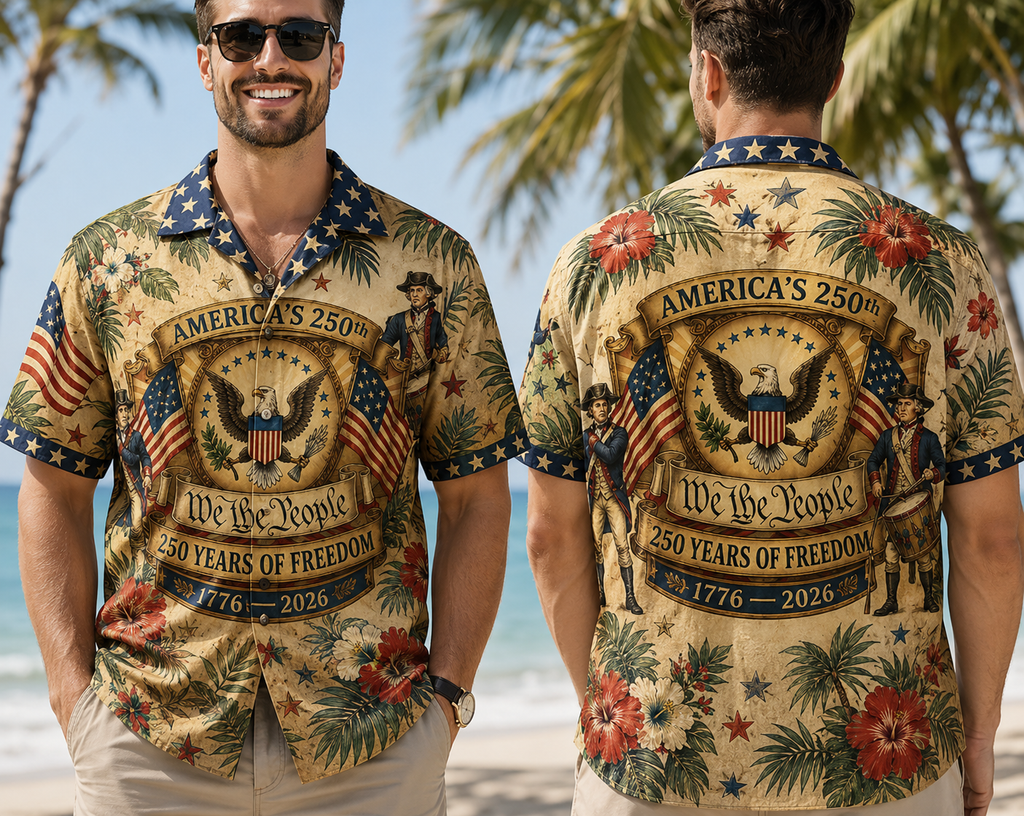 Personalized Hawaiian Shirt Patriotic USA Gift for Dad 250th Anniversary HN590 - AOP Hawai Shirt Fix GradoCreations