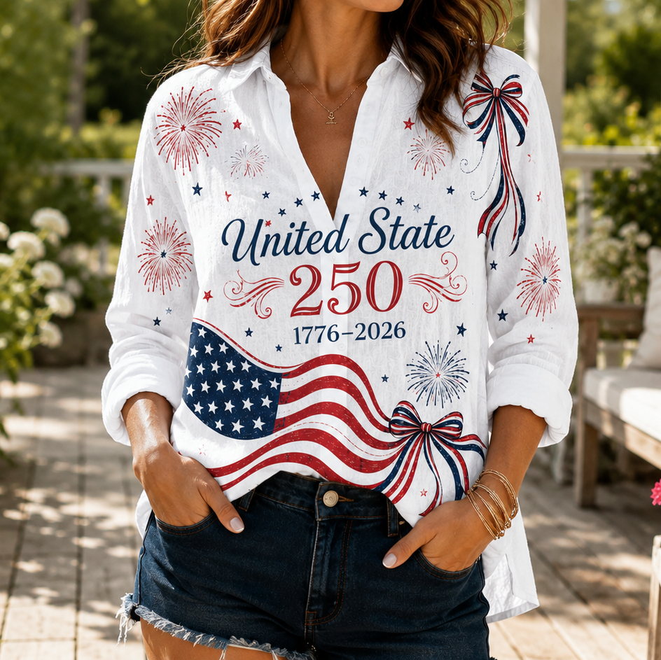 Personalized 4th of July Blouse Shirt Eagle Flag Gift HN590 - Blouse Shirt Fix GradoCreations