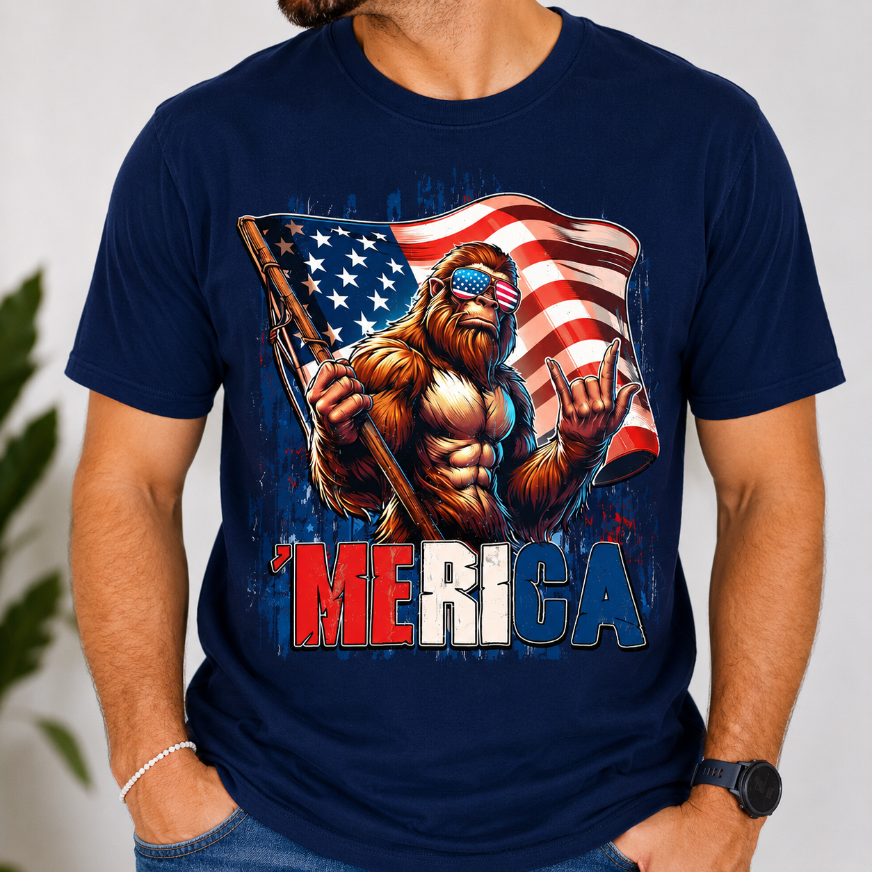 Funny Patriotic Bigfoot Shirt Custom 4th of July Gift Idea HN590 - Shirt fix GradoCreations