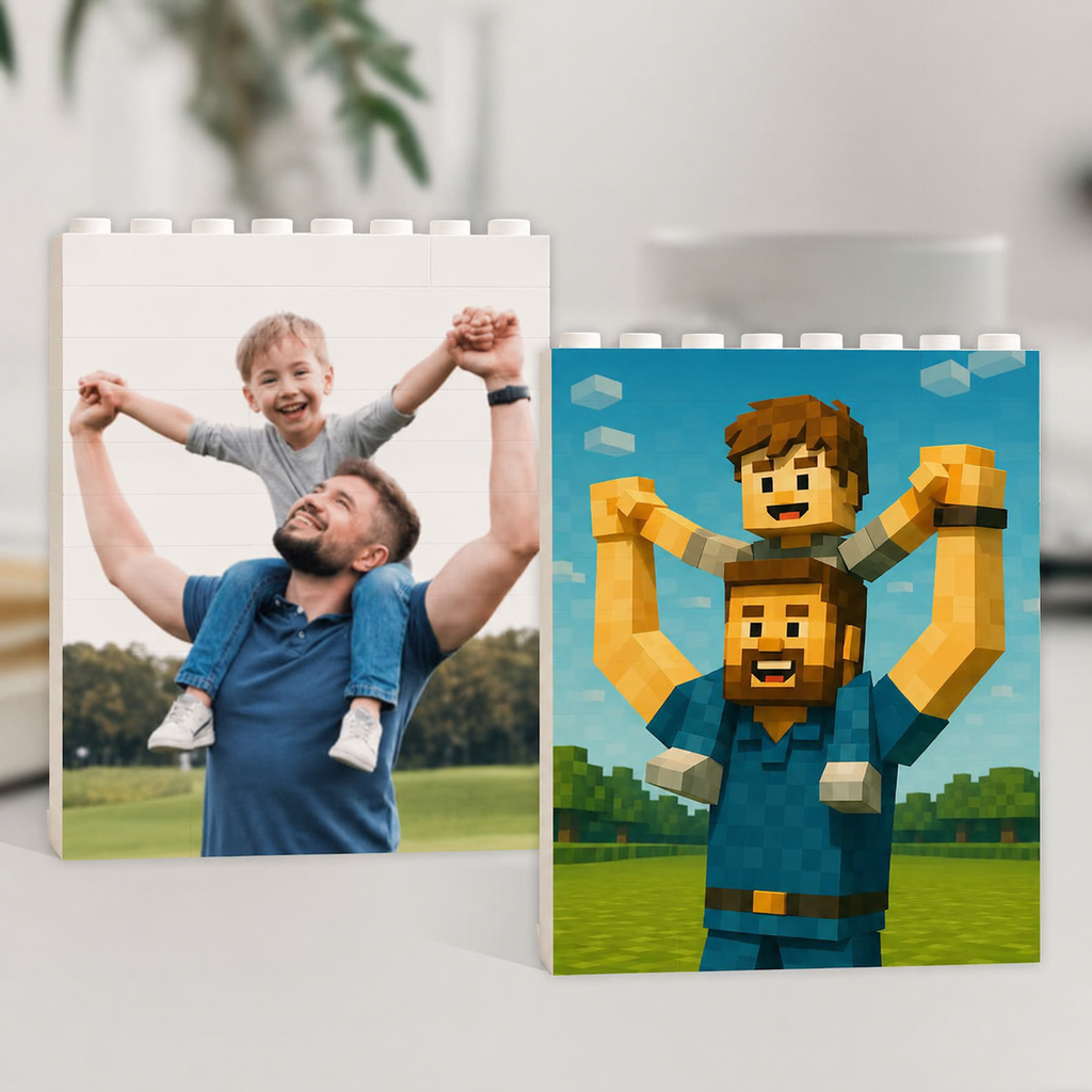 Personalized Photo Building Blocks Custom Gift for Dad HN590 - Building Blocks fix GradoCreations