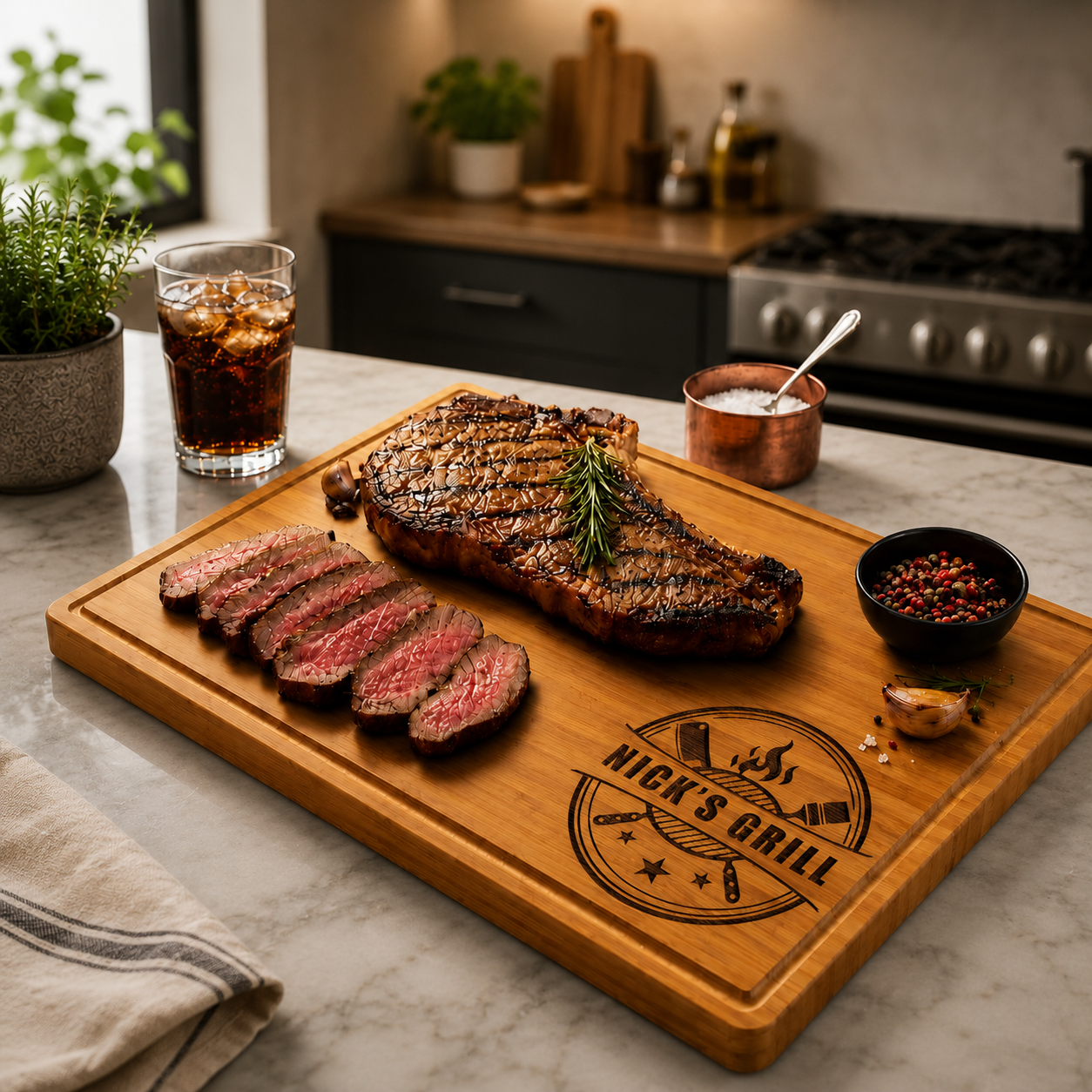 Personalized Engraved BBQ Cutting Board Custom Gift for Dad HN590 - Engraved Cutting Board Fix GradoCreations