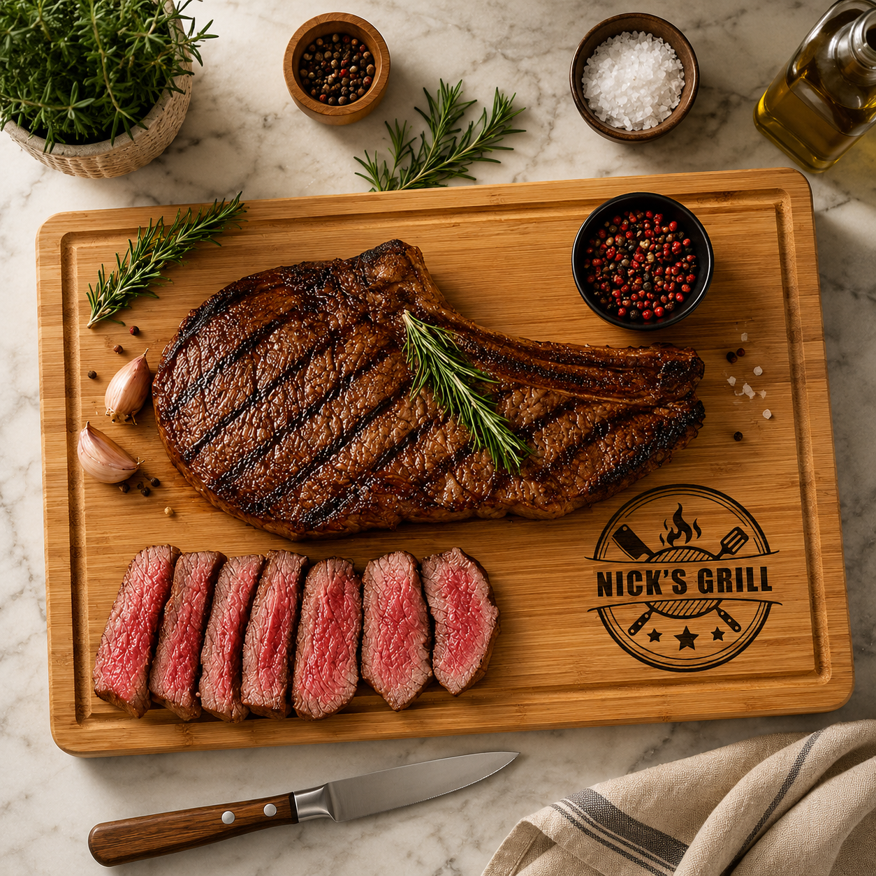 Personalized Engraved BBQ Cutting Board Custom Gift for Dad HN590 - Engraved Cutting Board Fix GradoCreations