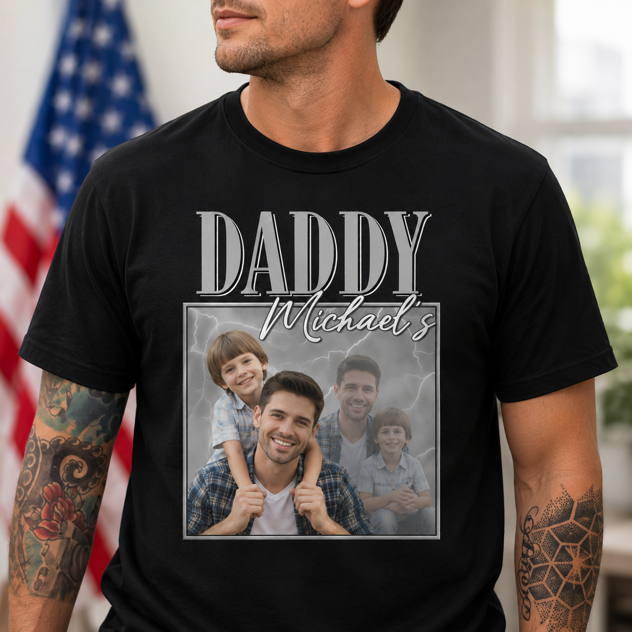 Personalized Photo T-Shirt Custom Name Gift for Dad HN590 - Tshirt GradoCreations