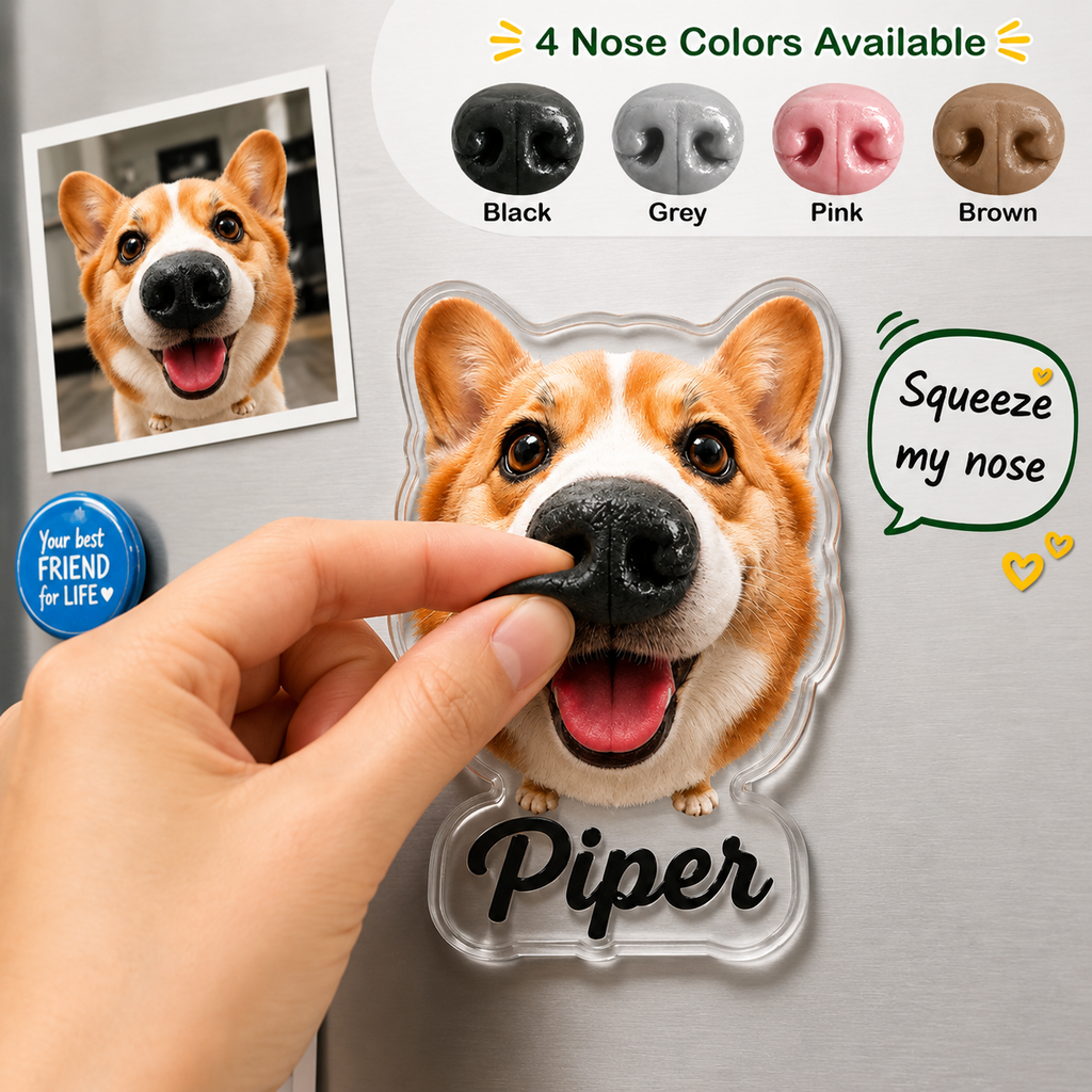 Personalized Dog Nose Squeeze Toy Fridge Magnet Gift HN590 - Acrylic Squishy Fridge Magnet Fix GradoCreations