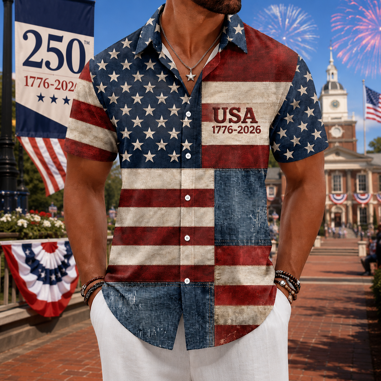 Personalized American Flag Hawaiian Shirt July 4th Gift HN590 - AOP Hawai Shirt GradoCreations