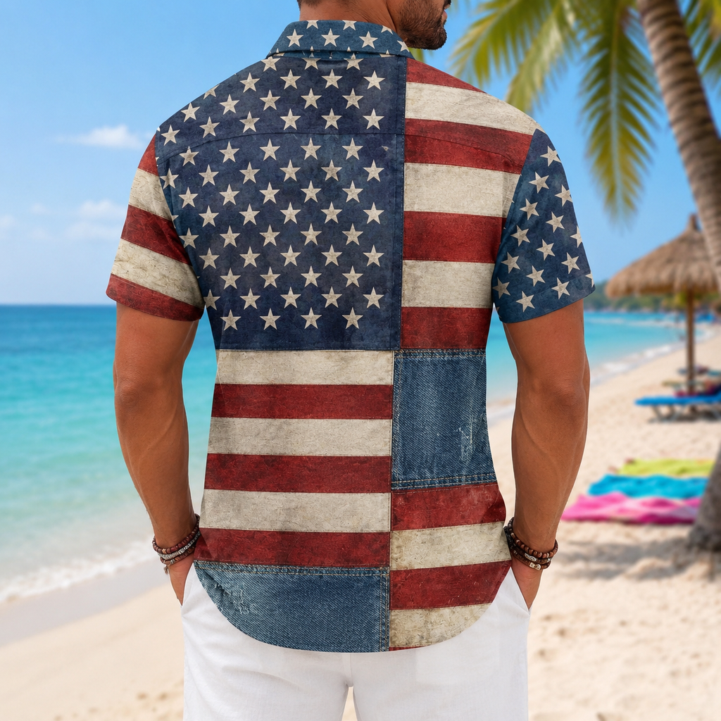 Personalized American Flag Hawaiian Shirt July 4th Gift HN590 - AOP Hawai Shirt GradoCreations