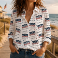 Personalized 4th of July Blouse Shirt Retro American Flag Gift for Women HN590 - Blouse Shirt GradoCreations