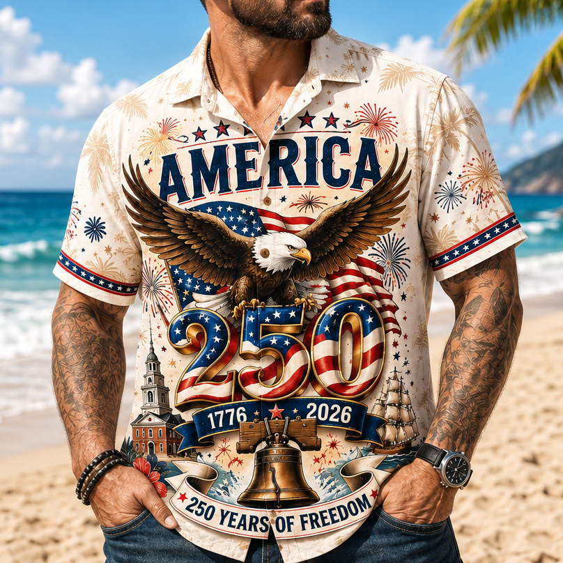 250 Years of Freedom Hawaiian Shirt for Dad Custom Gift HN590 - AOP Hawai Shirt Fix GradoCreations