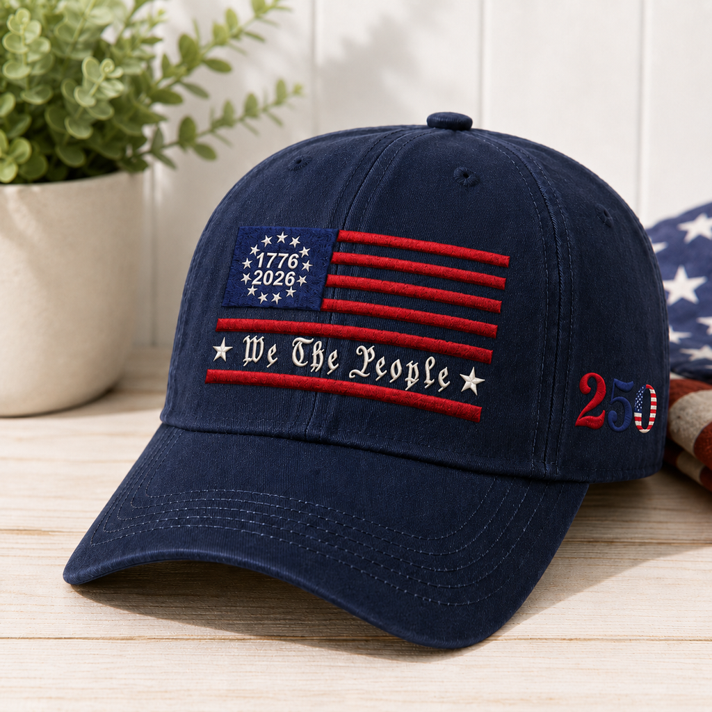 Personalized Embroidered Washed Cap USA Flag Gift for Independence Day HN590 - Embroidered Washes Cap Fix GradoCreations