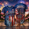 Personalized America Patriotic Baseball Jersey Shirt Custom Name Gift for 4th of July Jersey Baseball Shirt GradoCreations
