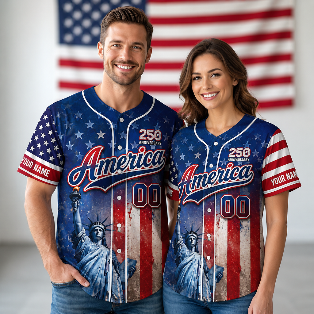 Personalized America Patriotic Baseball Jersey Shirt Custom Name Gift for 4th of July Jersey Baseball Shirt GradoCreations