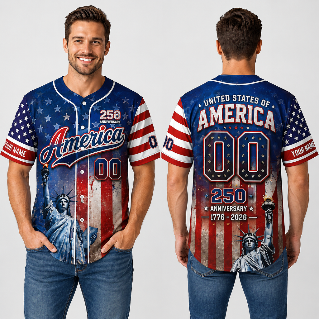 Personalized America Patriotic Baseball Jersey Shirt Custom Name Gift for 4th of July Jersey Baseball Shirt GradoCreations