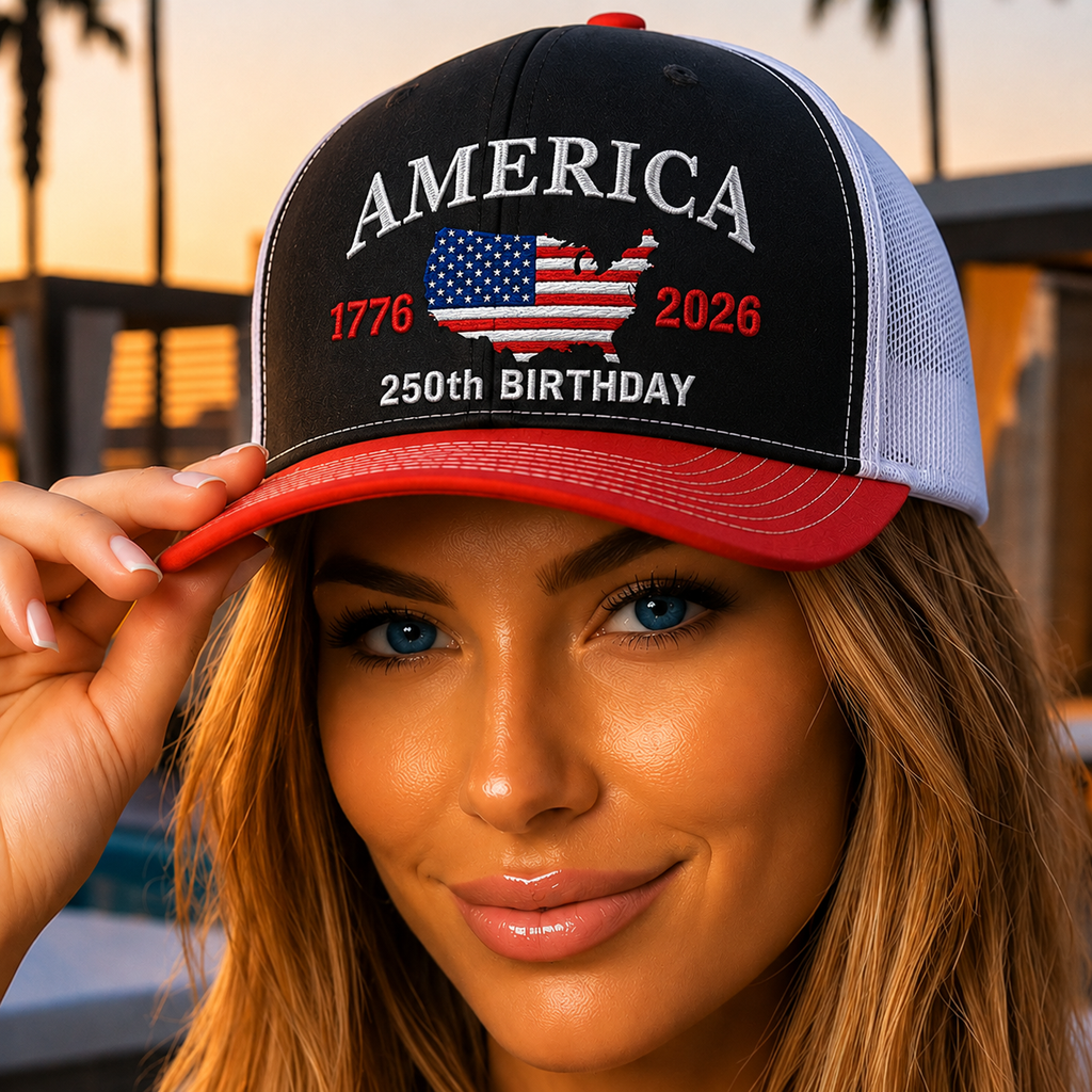 Personalized Embroidered Trucker Hat USA Flag Gift for Dad HN590 - Embroidered Trucker Hat GradoCreations