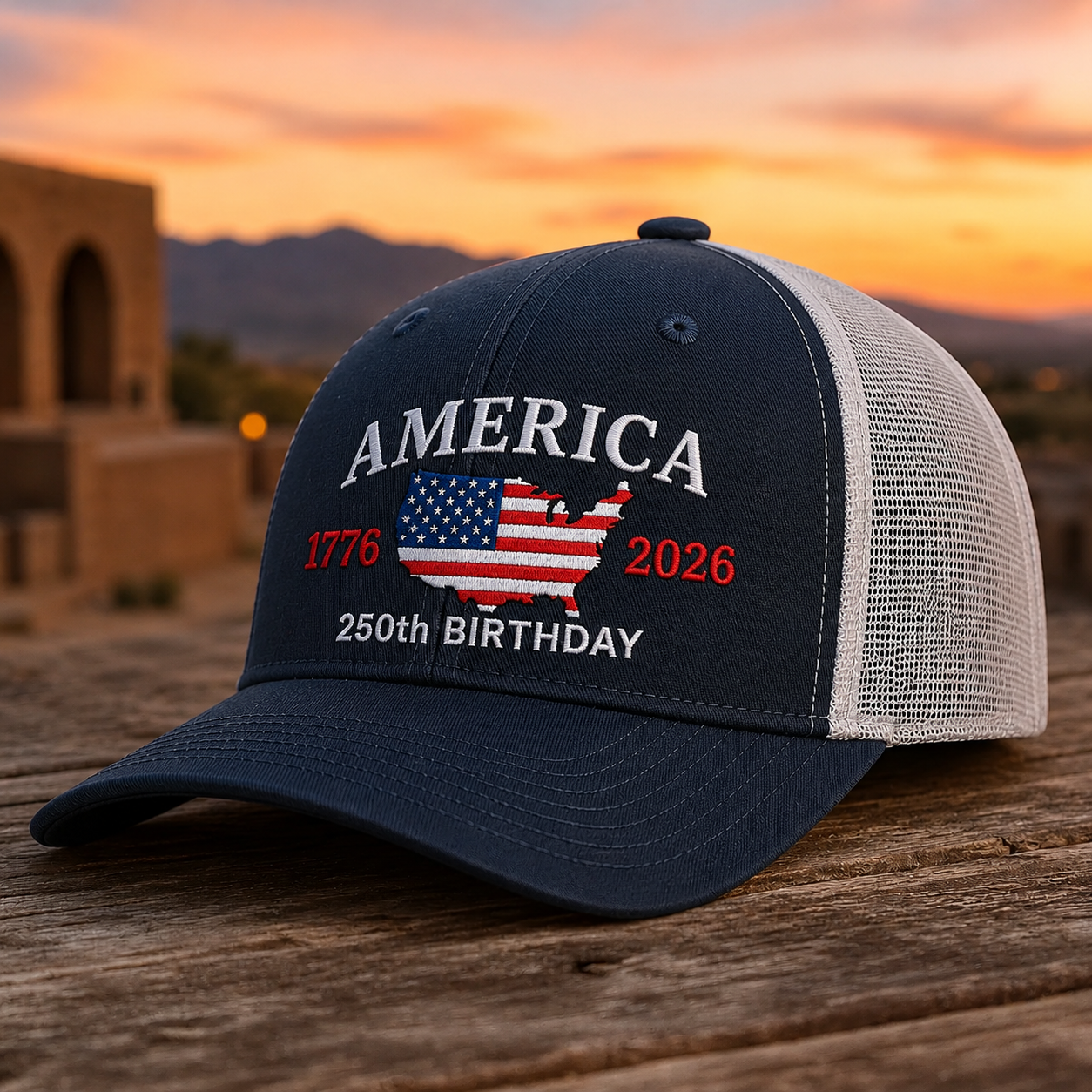 Personalized Embroidered Trucker Hat USA Flag Gift for Dad HN590 - Embroidered Trucker Hat GradoCreations