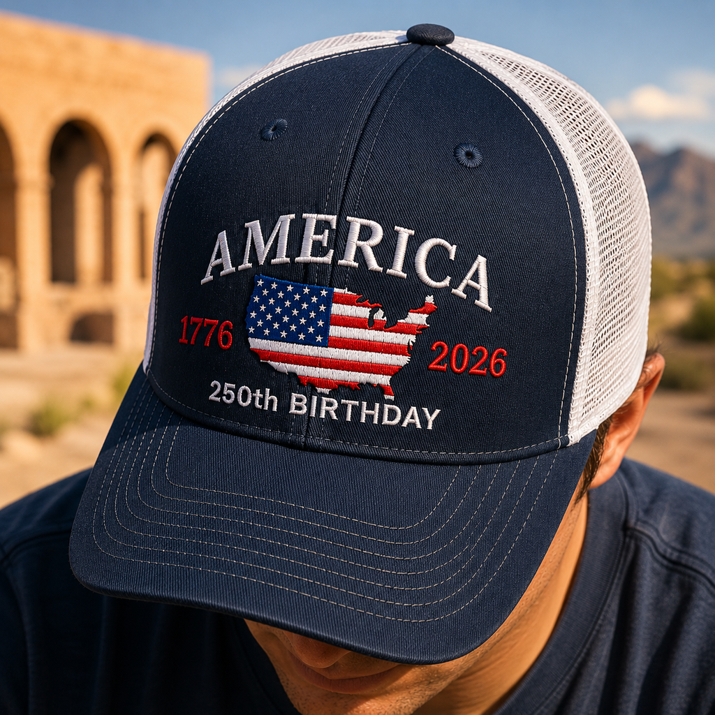 Personalized Embroidered Trucker Hat USA Flag Gift for Dad HN590 - Embroidered Trucker Hat GradoCreations