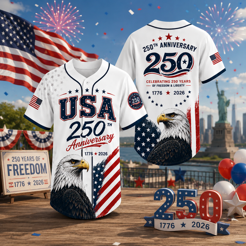 Personalized 250th Anniversary Baseball Jersey Shirt USA Gift Jersey Baseball Shirt GradoCreations