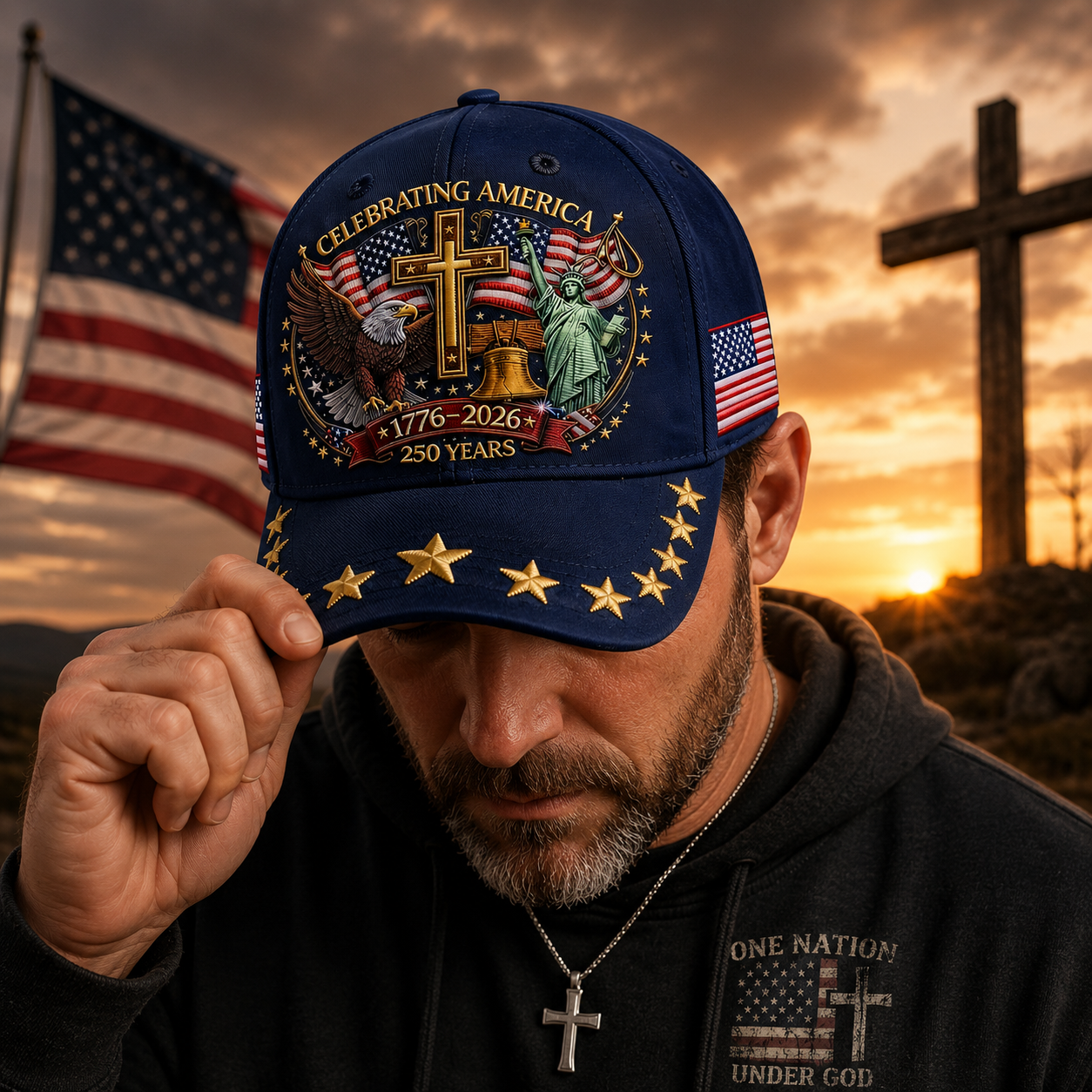 Personalized 250th Anniversary Embroidered Cap USA Gift HN590 - Embroidery Hat Josh GradoCreations
