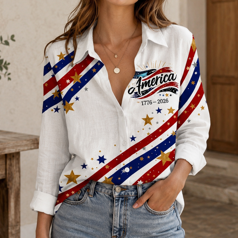 Personalized USA Independence Day Blouse Shirt for Women HN590 - Blouse Shirt Fix GradoCreations