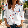 Personalized USA Flag Button-Up Blouse for Women Independence Day Gift HN590 - Blouse Shirt GradoCreations