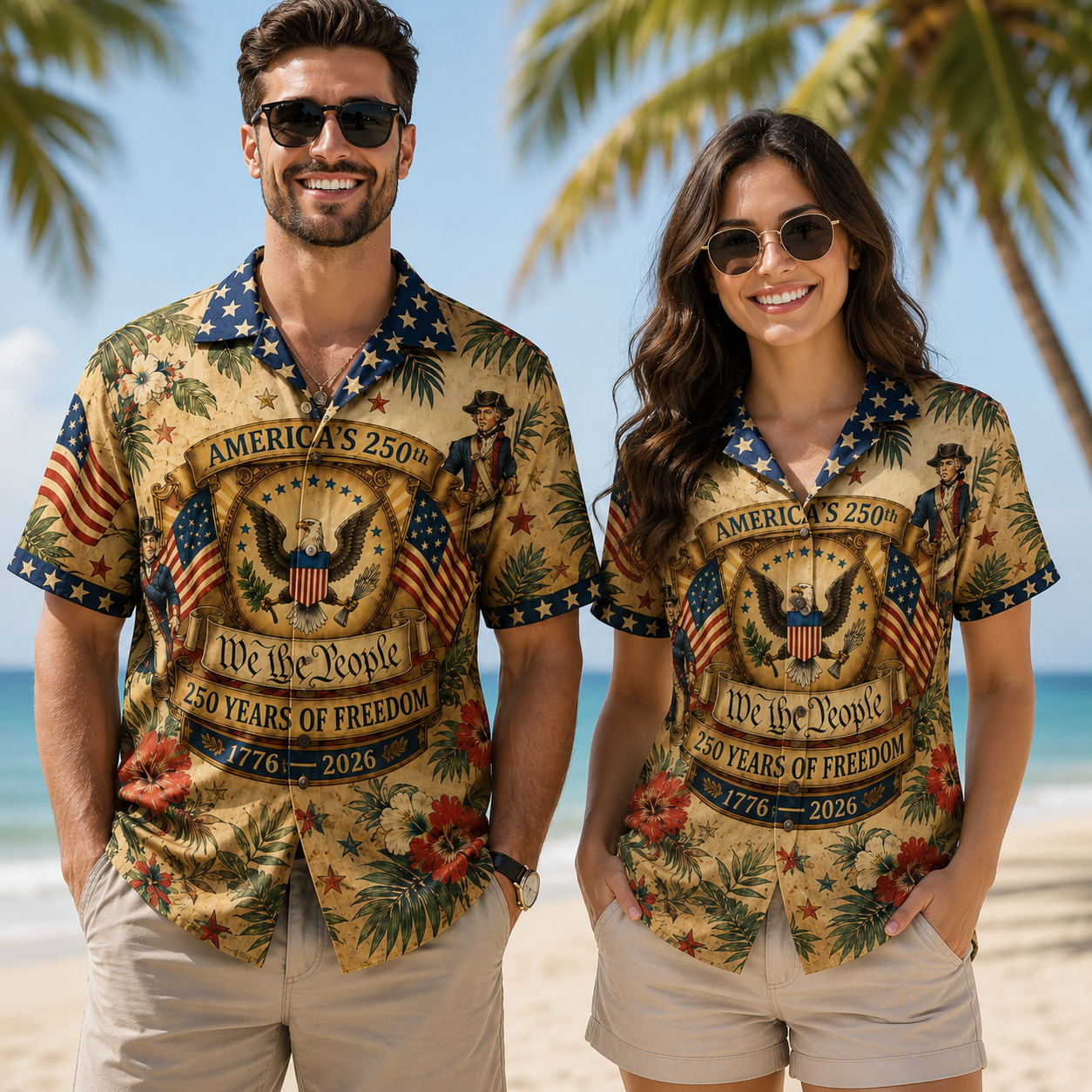 Personalized Hawaiian Shirt Patriotic USA Gift for Dad 250th Anniversary HN590 - AOP Hawai Shirt Fix GradoCreations