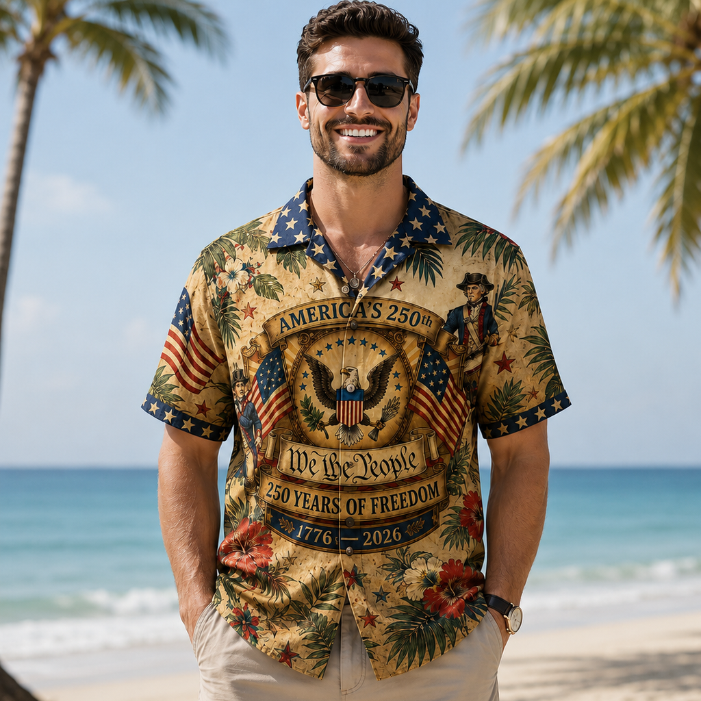 Personalized Hawaiian Shirt Patriotic USA Gift for Dad 250th Anniversary HN590 - AOP Hawai Shirt Fix GradoCreations
