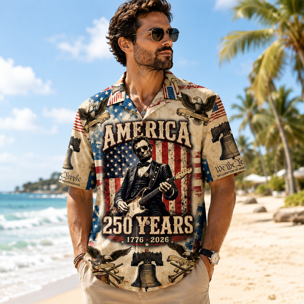 Personalized Hawaiian Shirt with American Flag for Dad 4th of July Gift HN590 - AOP Hawai Shirt GradoCreations