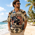 Personalized Hawaiian Shirt with American Flag for Dad 4th of July Gift HN590 - AOP Hawai Shirt GradoCreations