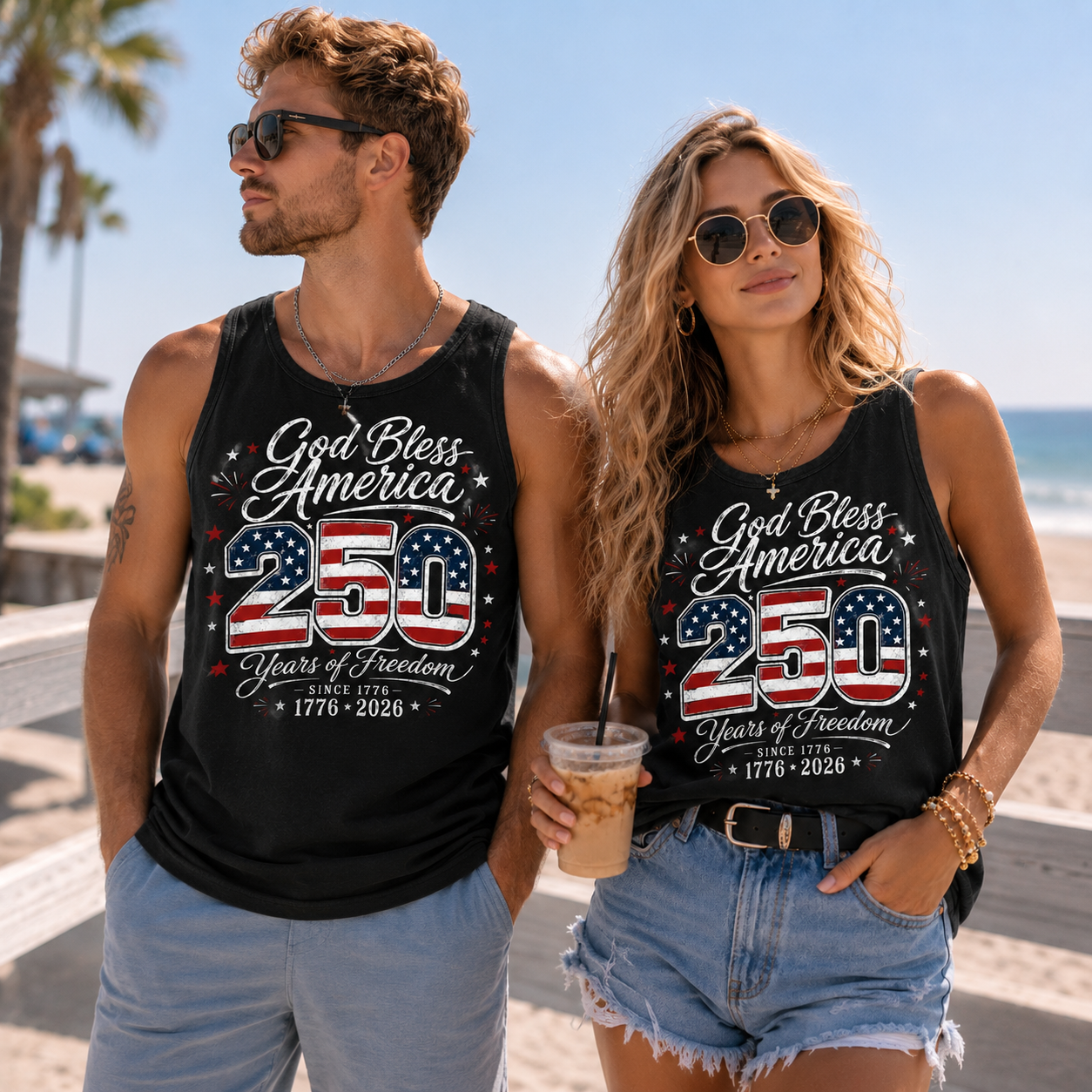 God Bless America Independence Day Tank Top Custom Gift for Dad HN590 - 3D Tanktop GradoCreations
