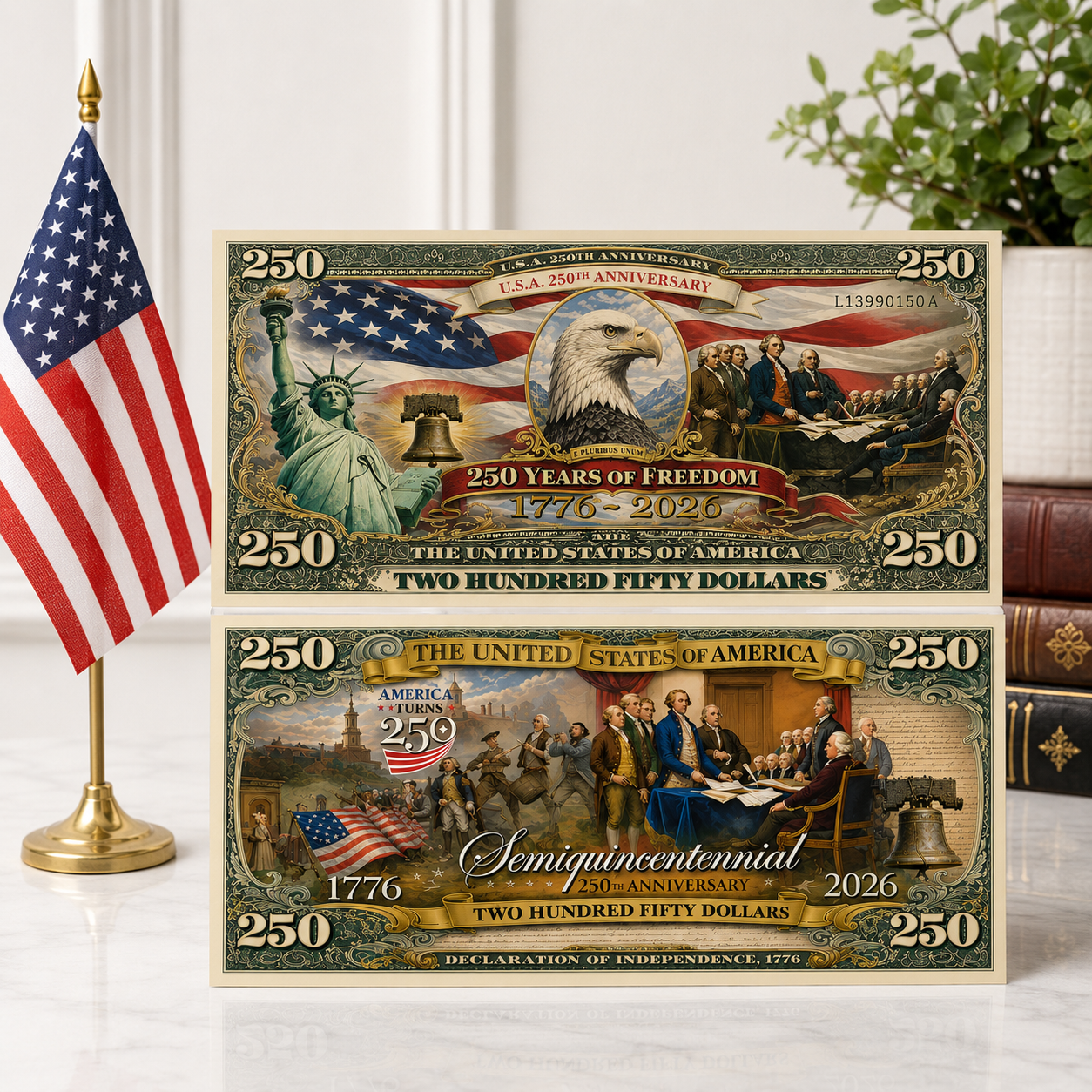 Pack of 20 Personalized USA 250th Anniversary Bills Gift Commemorative Bills GradoCreations