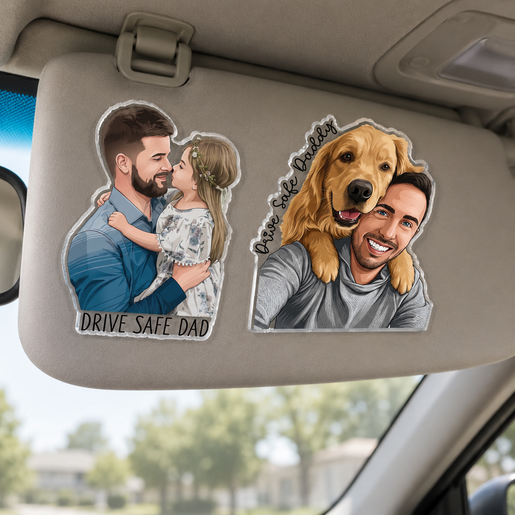Personalized Acrylic Car Visor Clip Custom Photo Gift for Dad HN590 - Acrylic Car Visor Clip GradoCreations