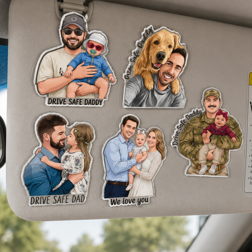 Personalized Acrylic Car Visor Clip Custom Photo Gift for Dad HN590 - Acrylic Car Visor Clip GradoCreations