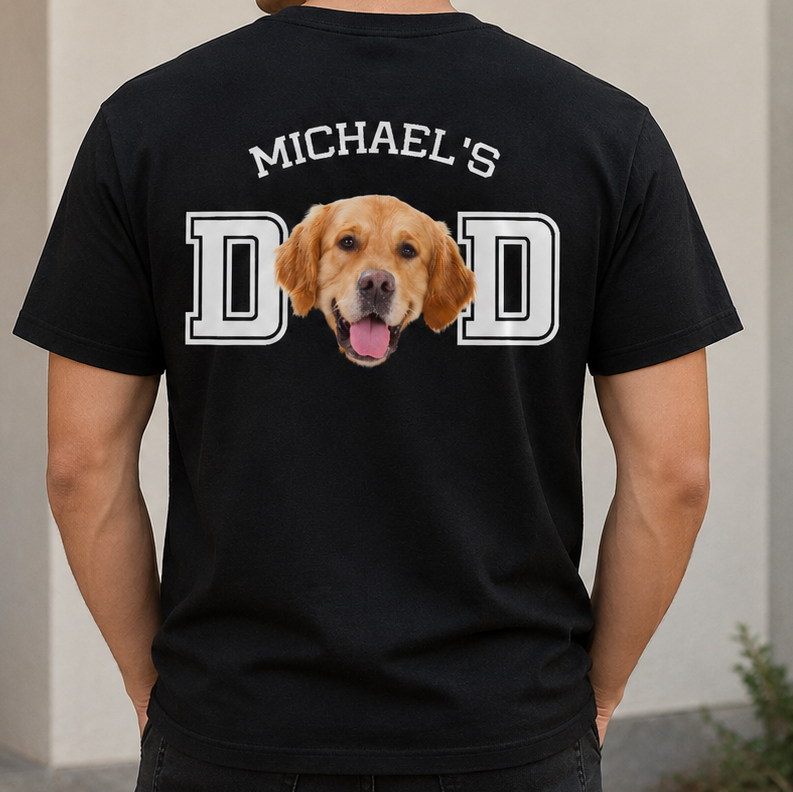 Personalized Dog Dad Photo Shirt Custom Gift for Dog Lovers HN590 - Tshirt Back GradoCreations