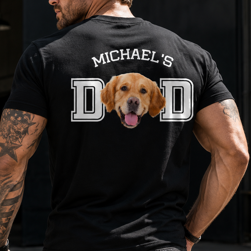 Personalized Dog Dad Photo Shirt Custom Gift for Dog Lovers HN590 - Tshirt Back GradoCreations