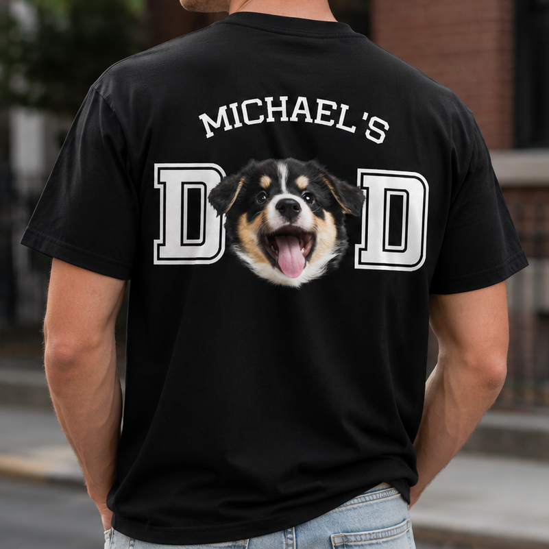 Personalized Dog Dad Photo Shirt Custom Gift for Dog Lovers HN590 - Tshirt Back GradoCreations