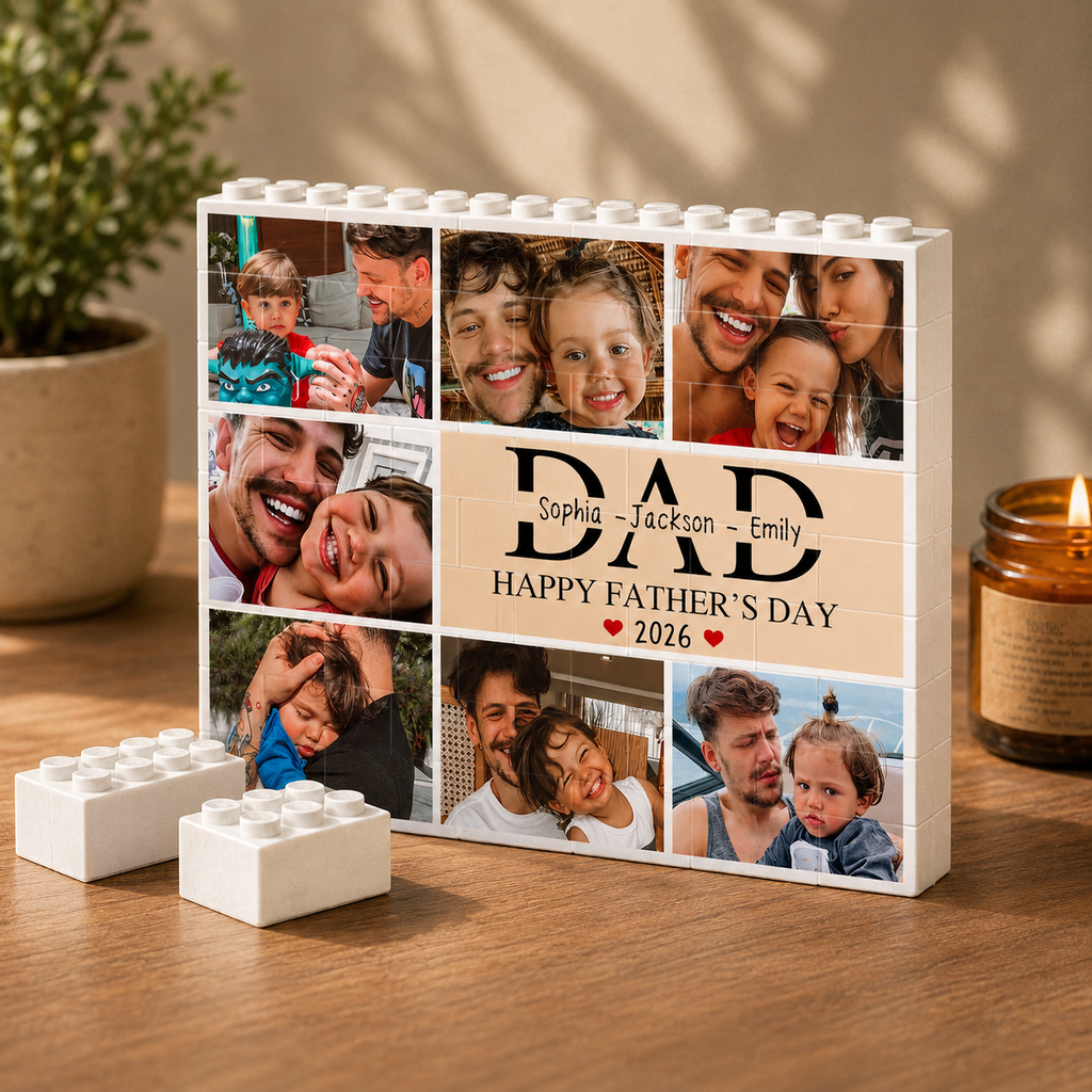 Personalized Building Block Puzzle Custom Name Photo Gift for Dad HN590 - Building Blocks fix GradoCreations