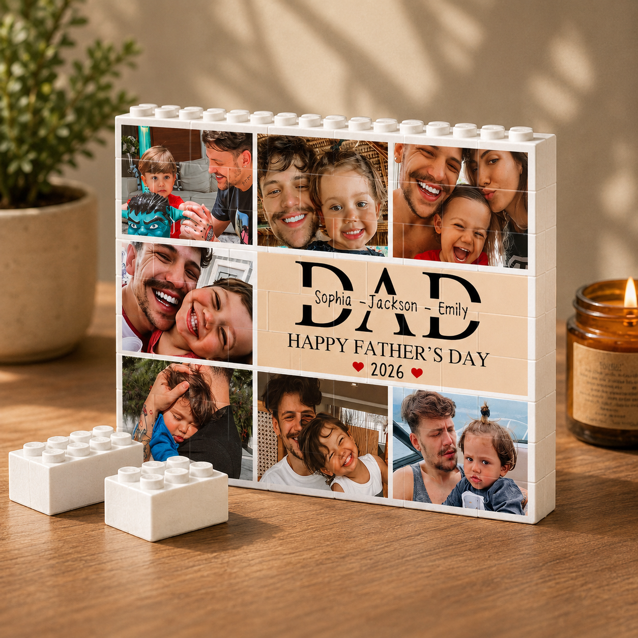 Personalized Building Block Puzzle Custom Name Photo Gift for Dad HN590 - Building Blocks fix GradoCreations