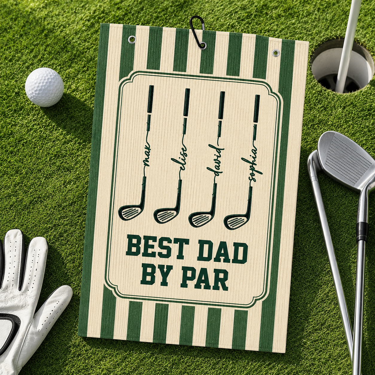 Personalized Kid Name Golf Towel Gift for Dad - Unique Father's Day Idea golf towel fix GradoCreations