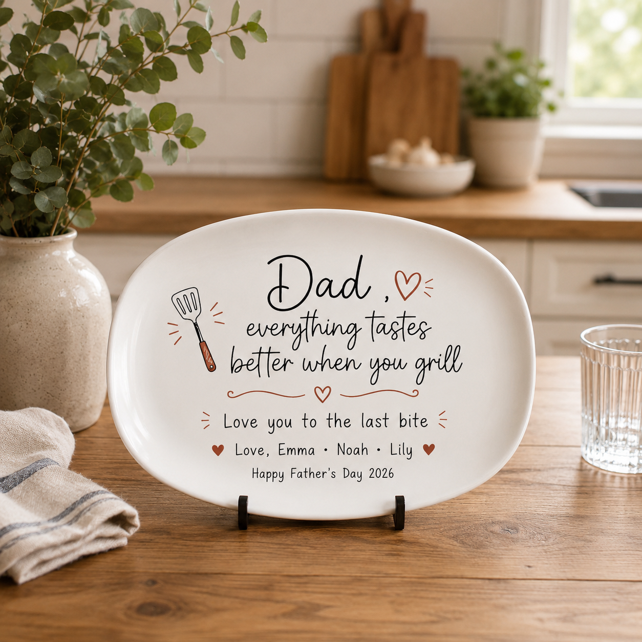 Personalized Grill Platter Custom Name Gift for Dad HN590 - Platter fix GradoCreations