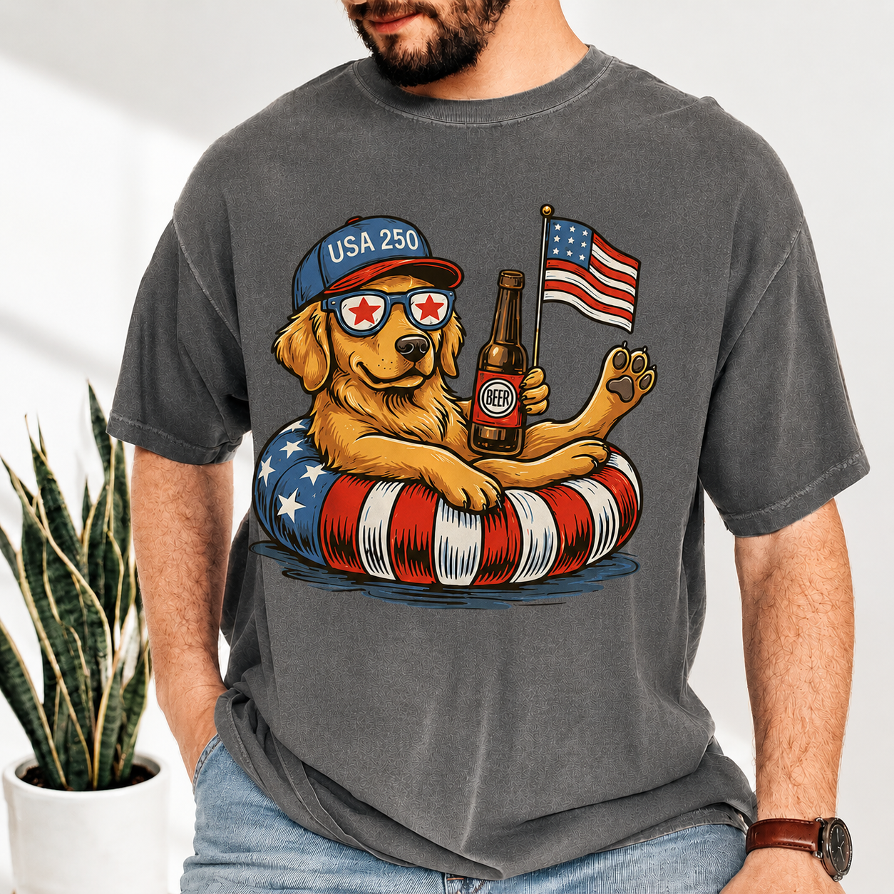 Custom Dog Patriotic Comfort Shirt Independence Day Gift for Dad Comfort Shirt GradoCreations