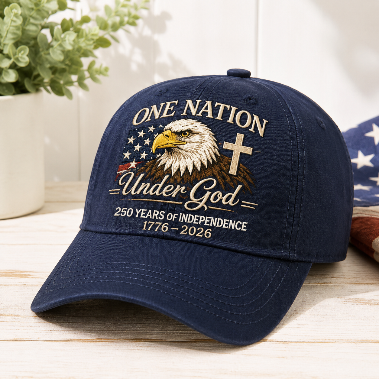 Personalized Independence Day Hat Custom 250 Years Gift Idea HN590 - Embroidered Washes Cap Fix GradoCreations