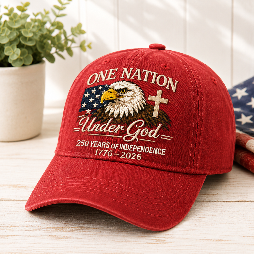 Personalized Independence Day Hat Custom 250 Years Gift Idea HN590 - Embroidered Washes Cap Fix GradoCreations