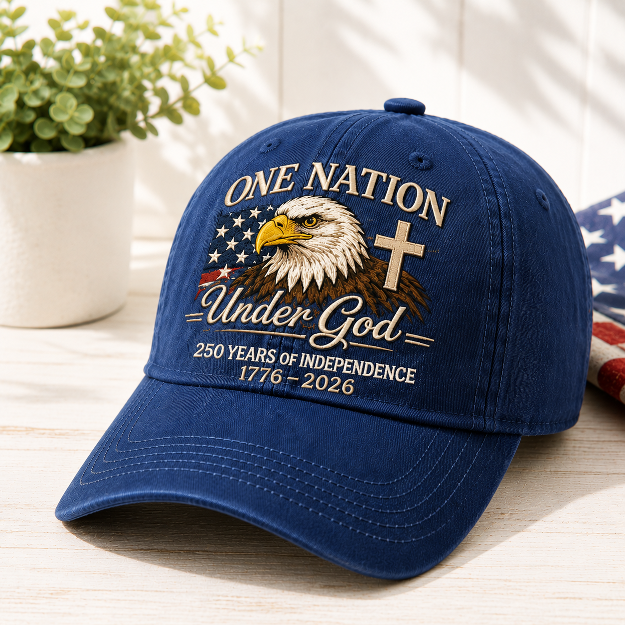Personalized Independence Day Hat Custom 250 Years Gift Idea HN590 - Embroidered Washes Cap Fix GradoCreations