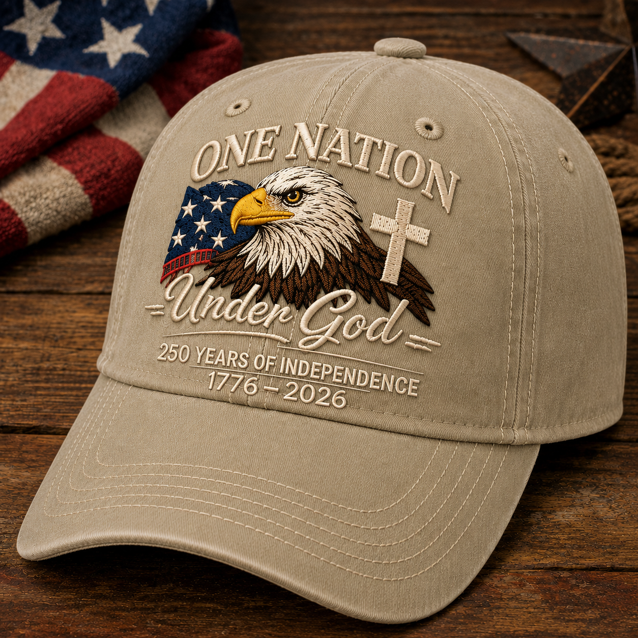 Personalized Independence Day Hat Custom 250 Years Gift Idea HN590 - Embroidered Washes Cap Fix GradoCreations
