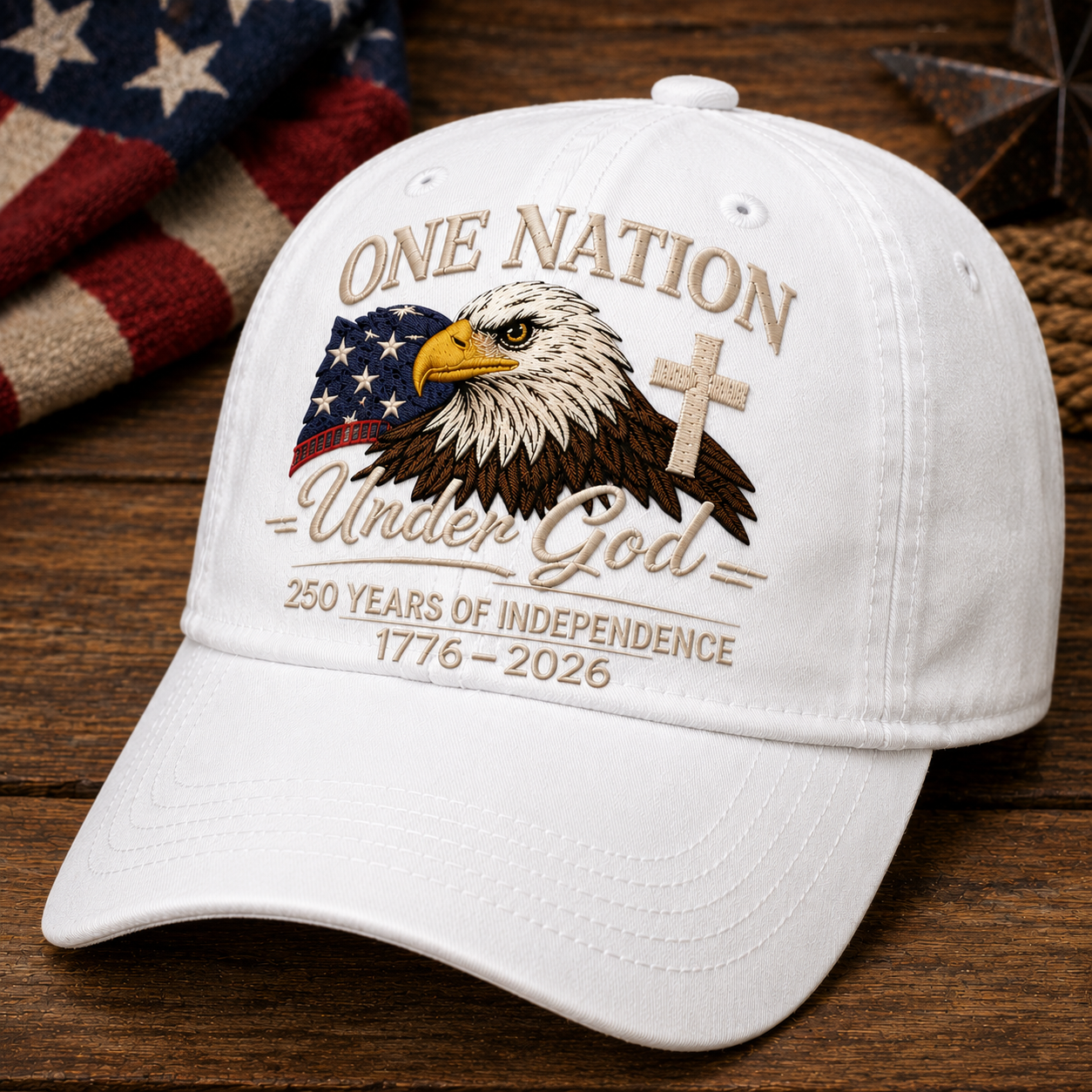 Personalized Independence Day Hat Custom 250 Years Gift Idea HN590 - Embroidered Washes Cap Fix GradoCreations